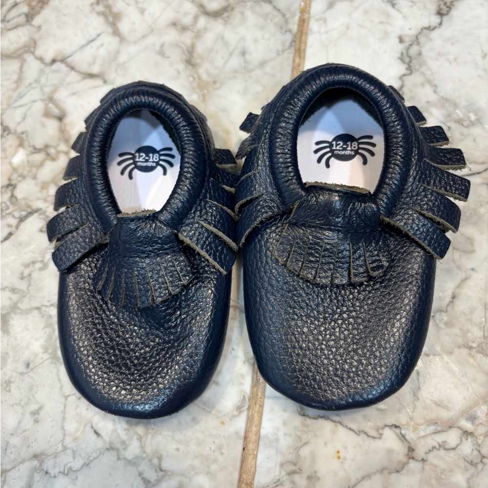 Itzy Ratzy Baby Leather Blue Shoes Hippy Style Blue Size 12-18 Spider